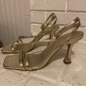 ASOS design gold strappy heels size 7.